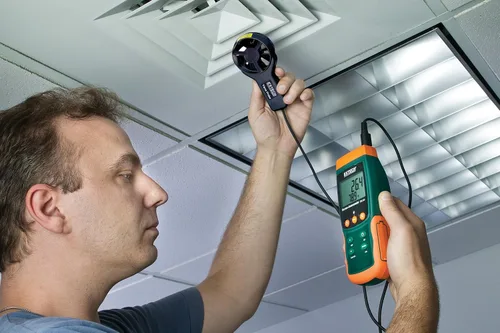 Vista 2 de Extech Termoanemómetro SDL310 y registrador de datos Air velocity to 4930ft/min, air temp to 122F, Type K/J input, 9999-count LCD, SD card Excel