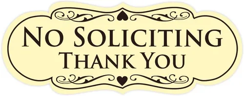 Vista 13 de Letrero con frase en inglés "NO SOLICITING Thank You