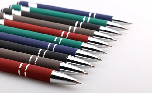 Vista 5 de Bolígrafos de tinta con punta de lápiz óptico con cuerpo de metal, punta media (0.028 in), bolígrafos de tinta de gel negra, 6 unidades, hogar, Negro
