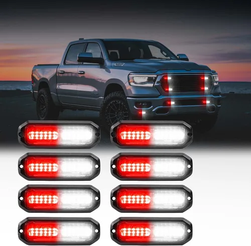 Vista 13 de WINECO Luces estroboscópicas LED ámbar para camiones, 8 piezas, 12 luces LED estroboscópicas intermitentes de montaje en superficie, kit de luces