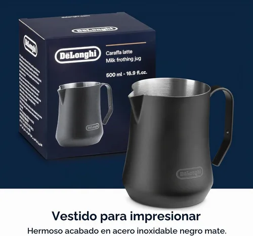 Vista 5 de De'Longhi Jarra espumadora de leche, acero inoxidable negro mate, 17 onzas