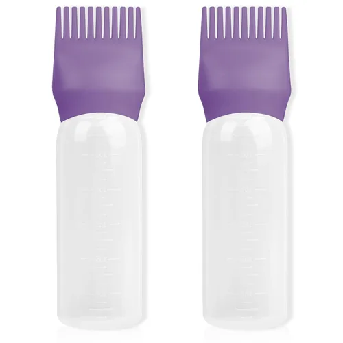 Vista 18 de Paquete de 2 herramientas aplicadoras de peine de raíces de 6 onzas, botella aplicadora de aceite para el cabello con dispensador de aceite