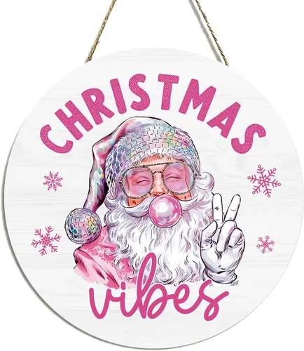 Vista 17 de Decoración de gnomos de Navidad para interiores, decoraciones de Navidad azules, muñeco de nieve, copo de nieve, rústico, granja, madera, placa