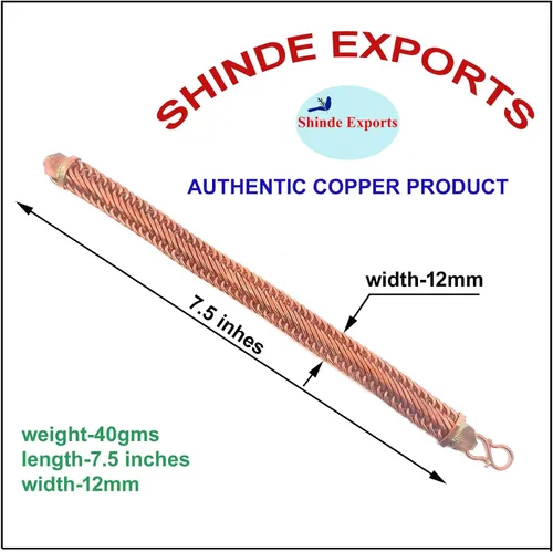 Vista 2 de Pulsera de eslabones de cadena pesada sólida de cobre puro para hombres y mujeres