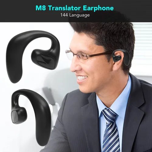 Vista 2 de Auriculares de traductor M8, dispositivo de traductor de 144 idiomas, traducción en tiempo real bidireccional 97% de alta precisión, compatible