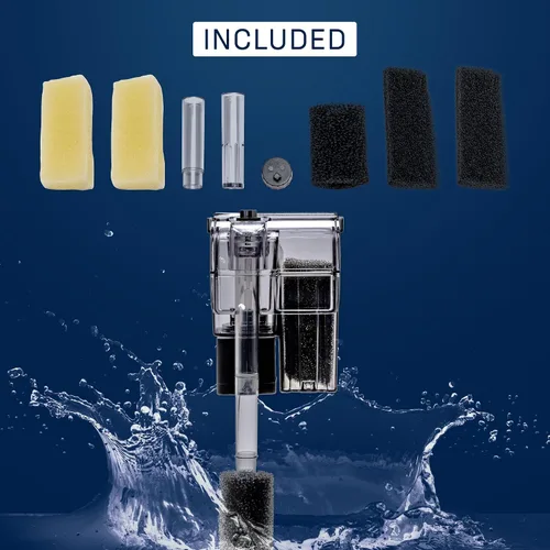 Vista 4 de Mighty Aquarium Filtro Colgante para Acuario - Filtro HOB para Acuario - Filtro Ajustable para Pecera - Filtros de Acuario - Filtro Nano