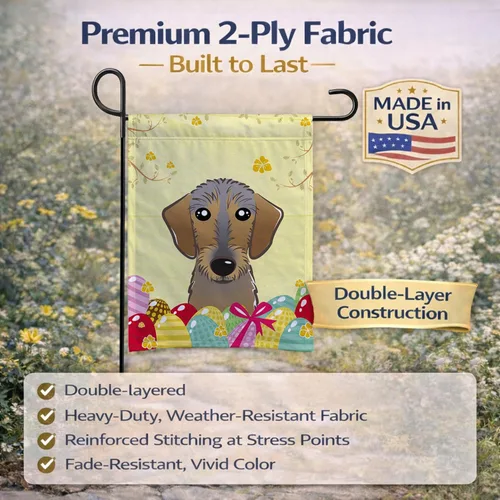 Vista 329 de Caroline's Treasures BB1923GF Bandera decorativa para jardín con diseño de Border Collie, para caza de huevos de Pascua, para jardín, jardín, patio