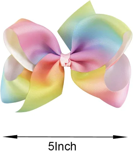 Vista 3 de BGFKS Falda de tutú de tul de ballet en capas para niñas pequeñas con lazos coloridos para el cabello, Arcoiris (Rainbow)
