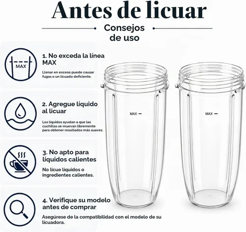 Vista 7 de Piezas de repuesto de 32 oz (2 unidades) Vasos de repuesto para licuadora compatibles con NutriBullet 600w y 900w Blender