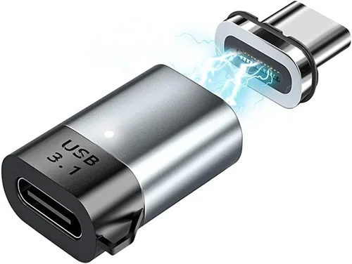 Vista 5 de Adaptador Magnético USB C, Conector Tipo C de 24 Pines, Carga Rápida PD de 100 W, Transferencia de Datos de 10 Gbps
