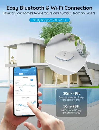 Vista 2 de Govee Termómetro H5179 WiFi higrómetro con alerta de notificación