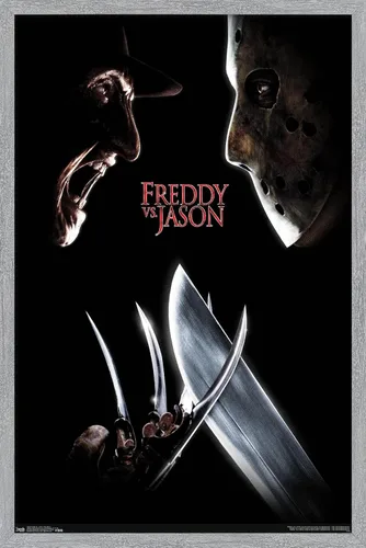 Vista 13 de Trends International Freddy vs. Jason - Póster de pared de una hoja, 14.725 x 22.375 pulgadas, versión enmarcada de madera de granero
