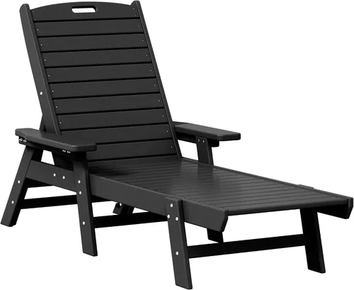 Vista 5 de Tumbona reclinable de polietileno HDPE Laguna, color negro