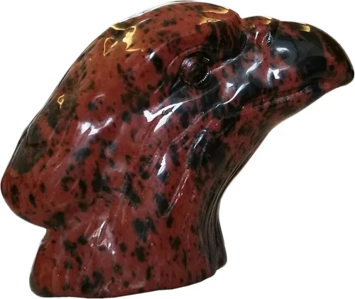 Vista 6 de Estatua de cristal curativo de obsidiana negra natural, estatua de águila guardiana de oración, 2 pulgadas, tallada en bolsillo, figuras de piedra