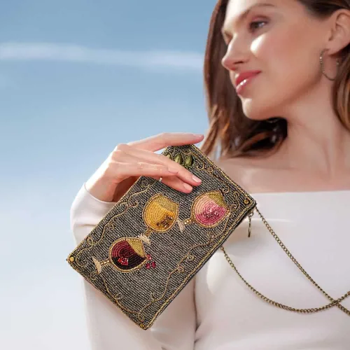 Vista 7 de Mary Frances Bolsa cruzada con cuentas para teléfono con maridaje de vino, multicolor, Multi