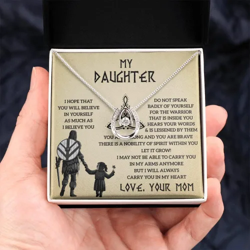 Vista 3 de Collar para hija, un amor eterno de mamá, regalo para hija de mamá, estilo vikingo atractivo, colgante vikingo, joyería vikinga para cumpleaños