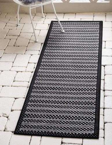 Vista 24 de Unique Loom - Tapete para exteriores de la colección Border, cuadriculado (2.2 pies x 3.1 pies, rectangular, color marrón/negro)