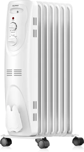 Vista 9 de PELONIS Calentador de radiador para grandes espacios, radiador eléctrico lleno de aceite, dos perillas, 1500 W, calentador de espacio silencioso, 3