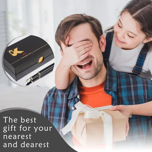 Vista 6 de Tiankool Pluma Estilográfica de Lujo, Plumín Fino, Exquisito Juego de Regalo de Plumas para Hombres y Mujeres - Incluye 10 Cartuchos de Tinta y Negro