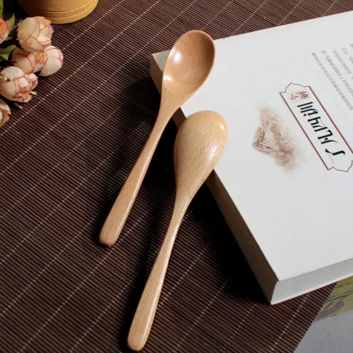 Vista 4 de Cuchara de café de madera de 6 pulgadas, cuchara de madera de haya natural, cuchara de postre para té de tarde, cuchara de té, agitadores de madera