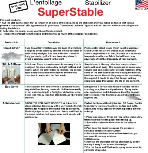Vista 8 de Superpunch Wash Away - Estabilizador de bordado soluble en agua, rollo de 9 pulgadas x 10 yardas, película transparente para bordado a máquina