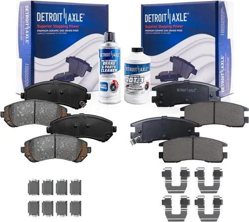 Vista 18 de Detroit Axle - Pastillas de freno para Ford F-150 99-03, 02 Lincoln Blackwood, Pastillas de freno de cerámica delanteras y traseras con repuesto