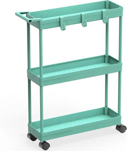 Vista 13 de Simple Houseware Carrito de almacenamiento delgado/estrecho de 3 niveles con asa, 5.5 pulgadas de ancho x 26.5 pulgadas de alto, organizador rodante
