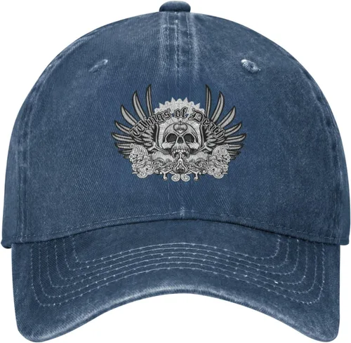 Vista 2 de Cowboy Hat Trendy Hats for Man and Women Djustable Four Season Outdoor Baseball Cap of Hell Skull with Angel Navy Blue