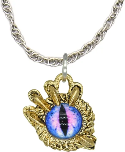 Vista 7 de Collar con colgante gótico, dragón de fantasía, Yin Yang, nórdico vikingo para regalo, estaño, cobre, oro, incluye cadena de plata de 24 pulgadas