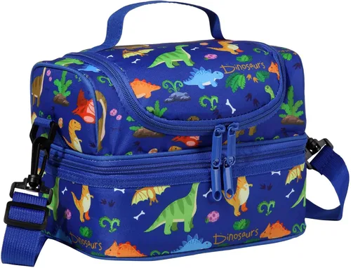 Vista 8 de Chase Chic Bolsa de almuerzo para niños, astronauta negro, poliéster, ligera, bien organizada, a prueba de fugas, 9.4x6.3x6.7 in