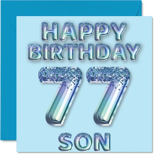 Vista 157 de Stuff4 Tarjeta de primer cumpleaños para niños, globo de fiesta con purpurina azul, tarjetas de feliz cumpleaños para niño de 1 año, nieto, hijo, 57