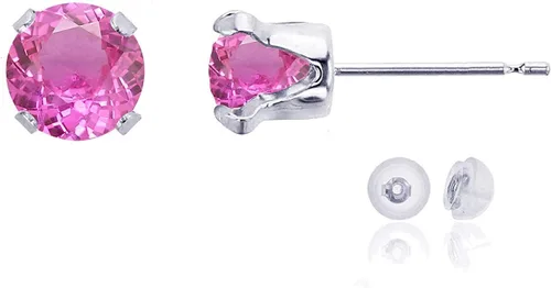 Vista 56 de Aretes de tuerca de plata de ley 925 chapados en oro de 14 quilates macizo, oro amarillo, blanco o rosa de 0.236 in Amatista