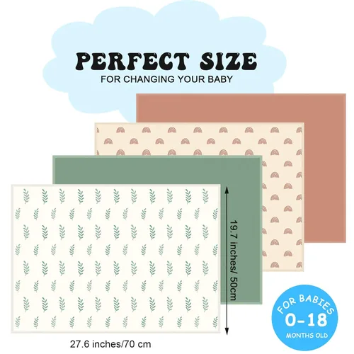 Vista 2 de Geelin 4 cambiadores de piel de 20 x 28 pulgadas, cambiador de bebé, portátil, impermeable, para viajes, hogar, bebé, baby shower, regalo de viaje