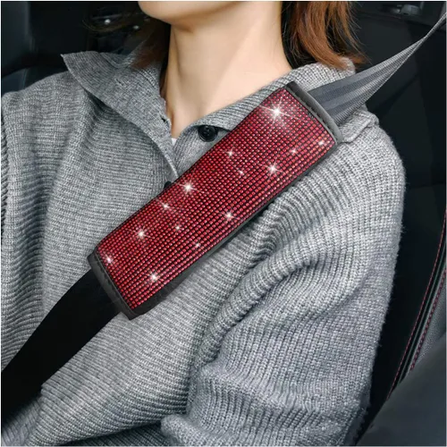 Vista 7 de Almohadillas para cinturón de seguridad de coche brillantes, 2 piezas, fundas para cinturón de seguridad de coche con cristales de strass