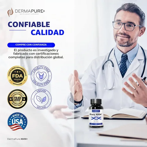 Vista 3 de DermaPure+ - Combo completo para el cuidado de la piel – Blanqueamiento de glutatión y suplementos antienvejecimiento NMN, apoyan la piel juvenil