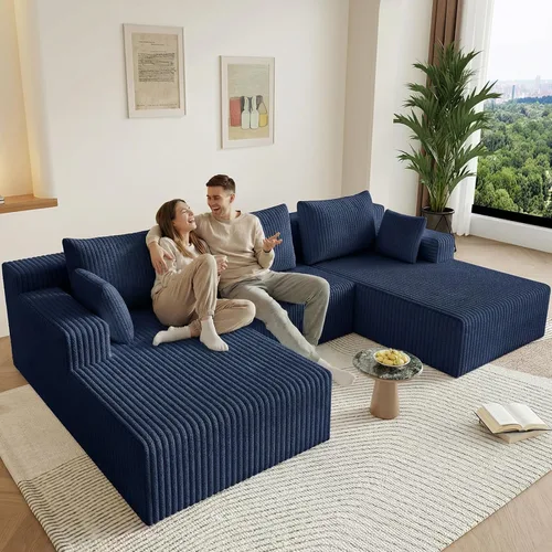 Vista 104 de Lakifun Sofá en Forma de L de 107" con Otomana, Seccional Modular Moderno Sofá Cómodo en Forma de U Nube, Asiento Profundo, Chaise Longue Cama