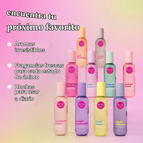 Vista 9 de eos Rocío corporal de cachemira, ondas de playa, brisa de coco y océano, niebla para el cabello y el cuerpo para mujeres, spray corporal