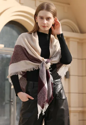 Vista 99 de Wander Agio - Bufanda envolvente con diseño a cuadros o triangular para mujer, cálida y larga, de punto, sensación de cachemira, chal