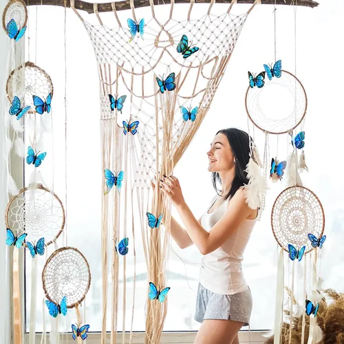 Vista 2 de 36 alfileres de mariposa 3D, broche de seguridad de plástico, decoración de México a granel para ropa de solapa, manualidades, decoración