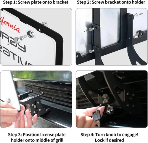 Vista 4 de El soporte original de placa de matrícula con cerradura para Tesla Model 3 de 2017-2023, kit de montaje de soporte de placa frontal