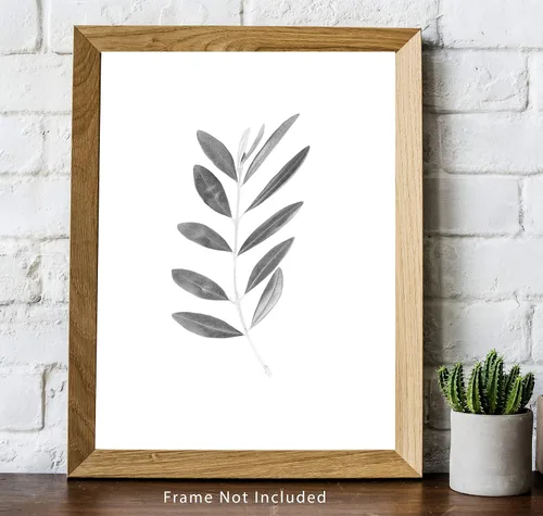 Vista 3 de WESTBROOK DESIGN STUDIO Olive Branch with Leaves Botanical Wall Art Print - 11x14 UNFRAMED, Minimalist Modern Black & White Decor - A Neutral