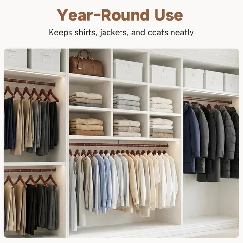 Vista 7 de StorageWorks - Paquete de 20 perchas de madera para abrigos, camisas, chaquetas, pantalones y trajes, color cereza oscuro