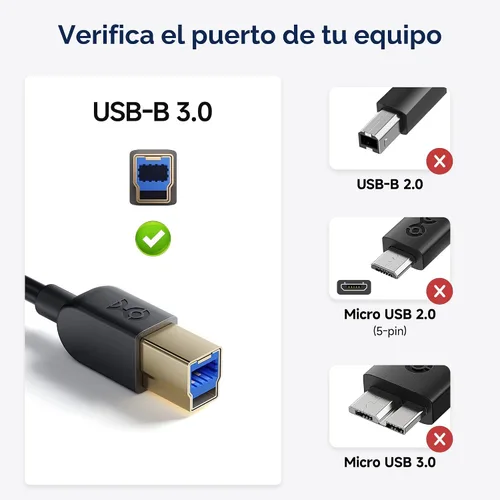 Vista 3 de Cable Matters cable USB 3.0 tipo A a B de máxima velocidad, Negro