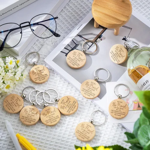 Vista 6 de Henoyso 60 llaveros de madera con texto en inglés "Thank You for Being" (Gracias por ser impresionante) motivadores motivacionales para mujeres