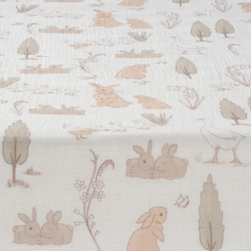 Vista 4 de Lambs & Ivy Signature Bunny Hop - Sábana bajera ajustable para cuna de algodón orgánico