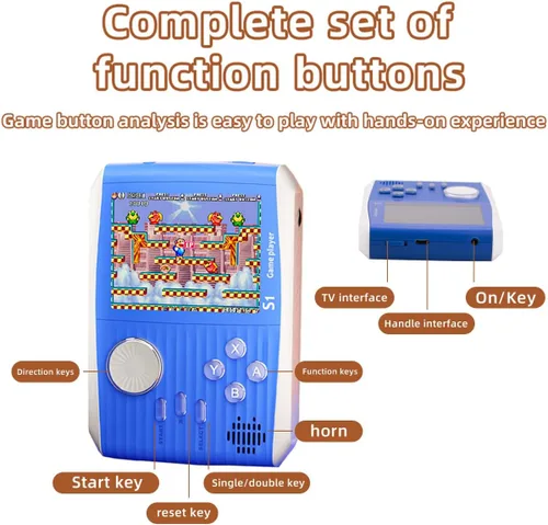 Vista 2 de Juegos Portátiles de Mano Retro Mini Videojuegos, Consola de Juegos de Mano con 666 Juegos Clásicos FC Pantalla a Color de 3.0", Regalo