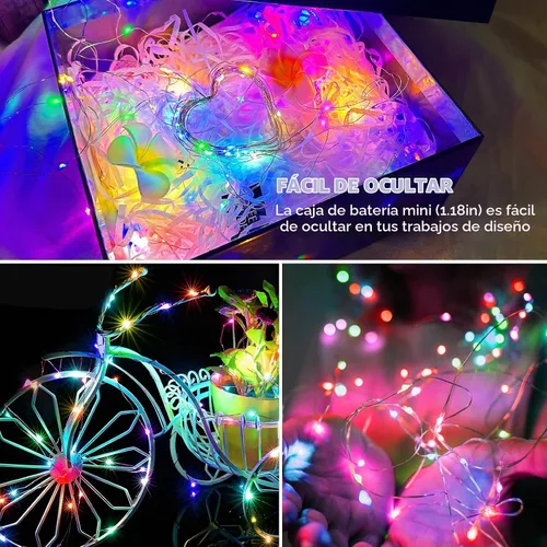 Vista 4 de AIKEI Paquete de 12 luces LED de hadas que funcionan con pilas, guirnaldas de luces impermeables de 7 pies, 20 luces LED de luciérnagas estrelladas