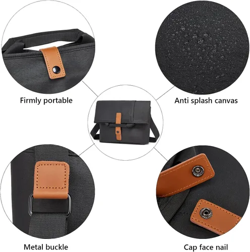 Vista 4 de Bolso de mensajero de lona vintage elegante bolsa de hombro plegable bolsa de hombro de lona pesada para hombres y mujeres Clásico simple vintage