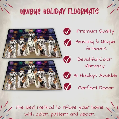 Vista 3 de Doggie of the Day Dalmatian Dogs Floor Mat - 4th of July Independence Day - Best Dog Doormat - Protector Decor - Unique Portrait Art - Premium