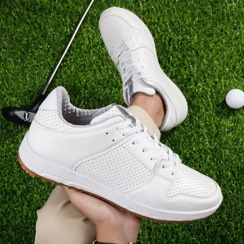 Vista 4 de AOLEXWU Zapatos de golf sin pinchos para hombre, zapatos de golf profesionales, cómodos, antideslizantes, zapatos de golf para hombre